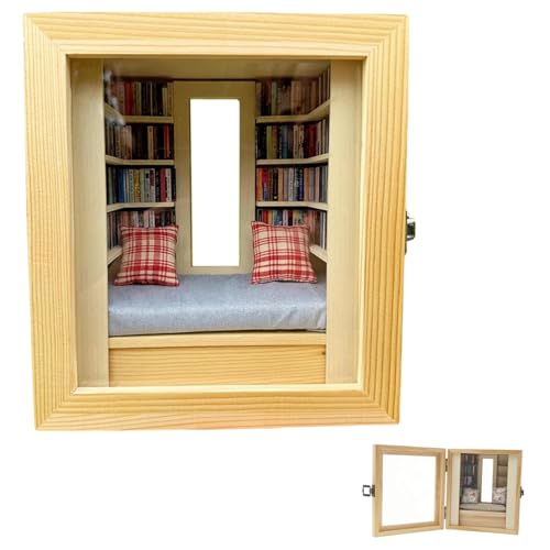 VSFJZJKJ mini Bücherregal für äNgste, DIY Mini BüCherregal Mit Mikroszenen Mit Fenstern, SchüTtelregal FüR Angstlinderung, Stereomodell, Schreibtisch Heimdekor von VSFJZJKJ