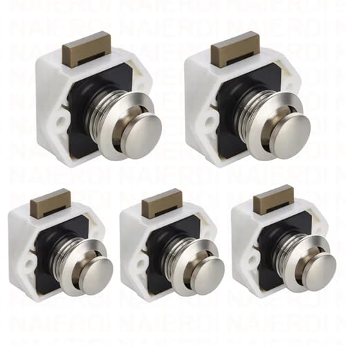 Camper Auto Push-Lock RV Caravan Boot Motor Home Schrank Schublade Latch Taste Schlösser 5Pcs(Small White) von VSITIKVS