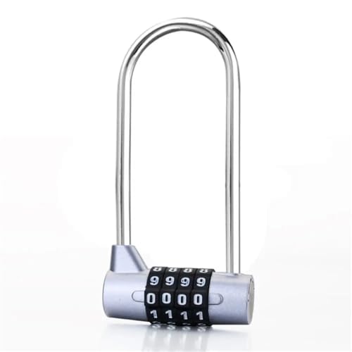 Code Lock Verlängerter Bügel 4-stellige Kombination Passwort Vorhängeschloss 1St(Silver) von VSITIKVS
