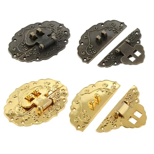 Ovaler Kastenverschluss, antiker dekorativer Haspe mit Schrauben, 1 Stück(55x43MM gold) von VSITIKVS