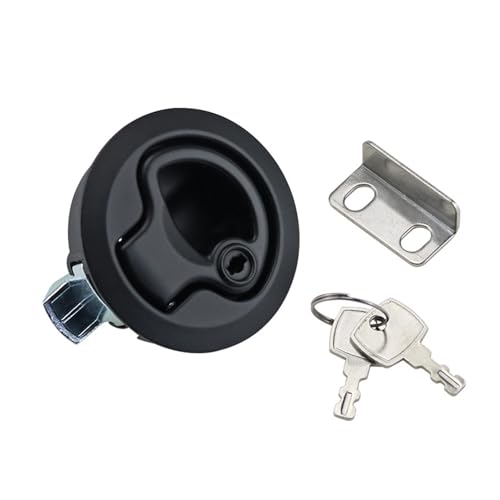 Zinklegierung Embedded Panel Lock Griff Schalter Schrank Verteilerkasten Control Lock 1Pcs(Black with lock) von VSITIKVS