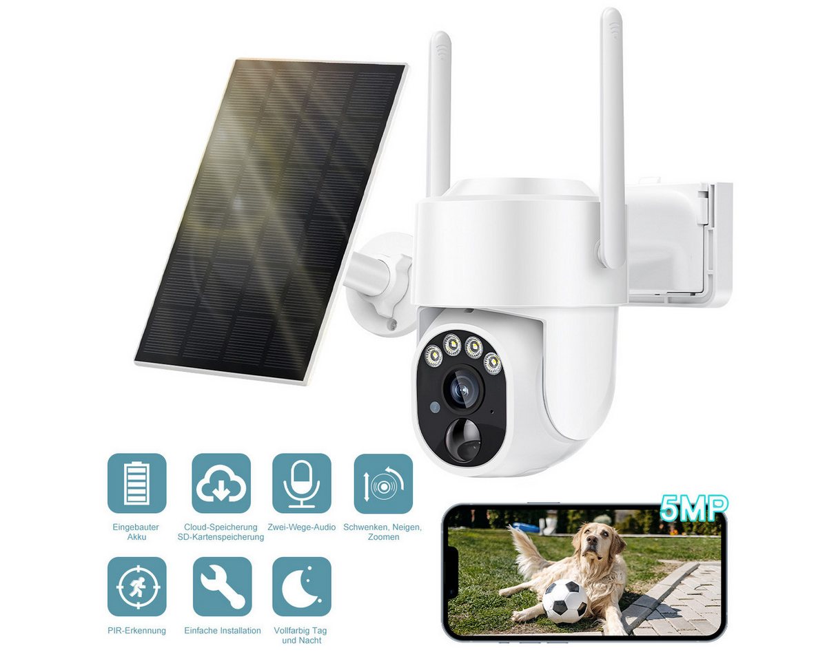 VSIUO Überwachungskamera überwachungskamera aussen, 360°-WLAN-Überwachungskamera (mit 2-Wege-Audio, Nachtsicht, Bewegungserkennung & Geräuscherkennung) von VSIUO