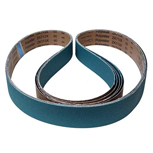 VSM Schleifband ZK713X Zirkonkorund – 50 x 2000 mm – Körnung P80 – 5 Stück – für Metall Edelstahl INOX – reißfeste robuste Gewebeunterlage – Profi-Schleifbänder für Bandschleifer von VSM