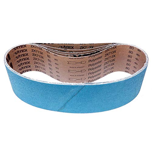 VSM Schleifband ZK713X Zirkonkorund – 75 x 762 mm – Körnung P120 – 5 Stück – für Metall Edelstahl INOX – reißfeste robuste Gewebeunterlage – Profi-Schleifbänder für Bandschleifer von VSM