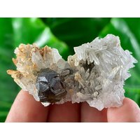 Edelstein Sphalerit Var Kleiophan Mit Calcit Auf Quarz Aus Bulgarien, Edelstein Sphalerit, Edelstein, Edelstein, Edelstein, Matrix, Edelstein von VSMINERALS