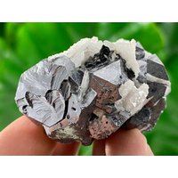 Galena Und Calcit Aus Madan, Bulgarien, Mineral, Probe, Galena Auf Quarz, Cluster, Stein, Edelstein, Skelett, Galena, Natürlicher Kristall, Selten von VSMINERALS