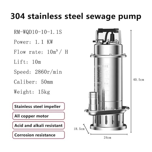 220 V 380 V 1.1KW High Lift 304 Edelstahl Klarwasserpumpe Abwasserpumpe Tauchpumpe Korrosionsbeständig for Bewässerung(220V,Sewage) von VSNPJPVPH