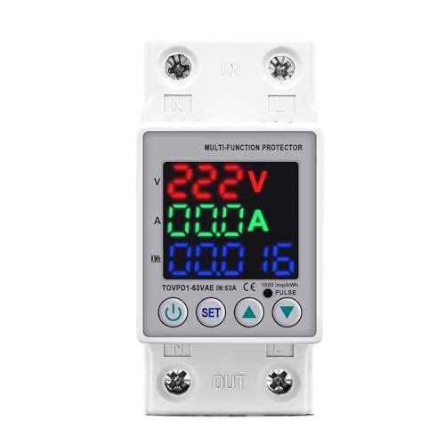 63A 230V Din rail adjustable over under voltage protective device protector relay with current protection energy merter von VSNPJPVPH