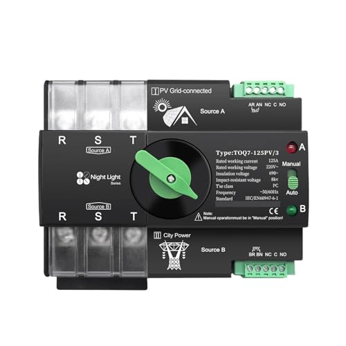 Din Rail 3 phase ATS 3P 63A 100A 125A 230V Dual Power Automatic Transfer Electrical Selector Switch Uninterrupted TOQ7(125A) von VSNPJPVPH