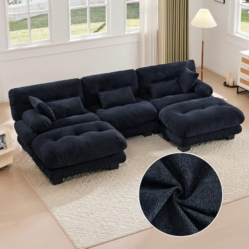 Modulares Sofa, Bequemes Ecksofa, Extra Große Sitzfläche, Samtstoff Und Ergonomisches Design, Großes 5-Sitzer-Wolkensofa, 100% Memory-Schaum-Polsterung, Robuste Konstruktion Und Bequeme Armlehnen von VSOGA