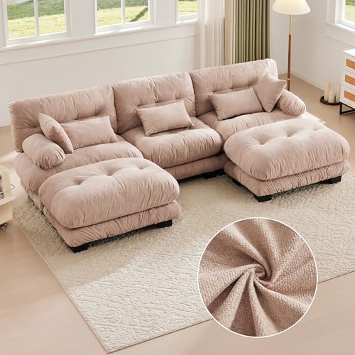 Modulares Sofa, Bequemes Ecksofa, Extra Große Sitzfläche, Samtstoff Und Ergonomisches Design, Großes 5-Sitzer-Wolkensofa, 100% Memory-Schaum-Polsterung, Robuste Konstruktion Und Bequeme Armlehnen von VSOGA