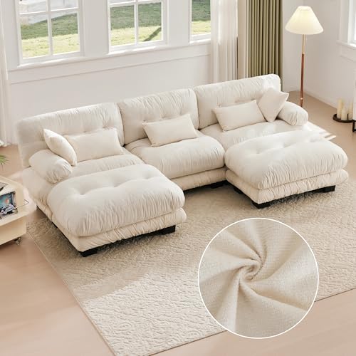 Modulares Sofa, Bequemes Ecksofa, Extra Große Sitzfläche, Samtstoff Und Ergonomisches Design, Großes 5-Sitzer-Wolkensofa, 100% Memory-Schaum-Polsterung, Robuste Konstruktion Und Bequeme Armlehnen von VSOGA