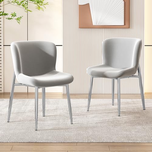 VSOGA 2er-Set Esszimmerstühle aus grauem Samt, Loungesessel mit Metallfüßen, stilvoll für Wohnzimmer und Schlafzimmer VSOGA 2er-Set Esszimmerstühle aus grauem Samt, Loungesessel mit Metallfüßen, stilvoll für Wohnzimmer und Schlafzimmer von VSOGA