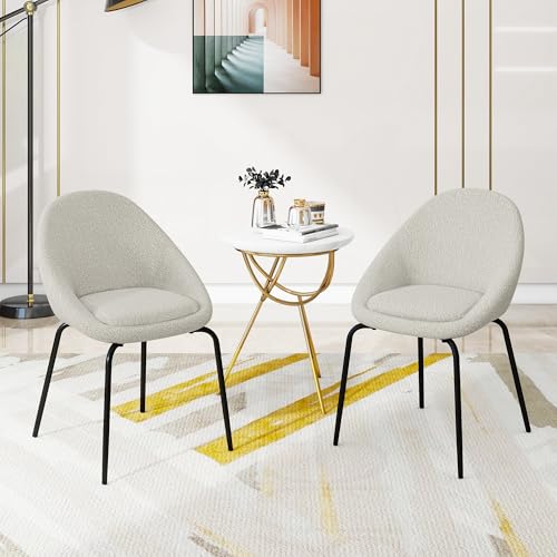 VSOGA 2er-Set Moderner Bouclé-Stuhl mit Metallrahmen und verstellbaren Füßen, perfekt für Zuhause (Grau) von VSOGA