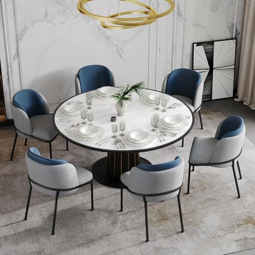 VSOGA 6er-Set moderner Stuhl mit schrägem Stuhlbein und verstellbaren Füßen, ideal für Wohnzimmer, Büro oder Esszimmer, Grau + Marineblau von VSOGA