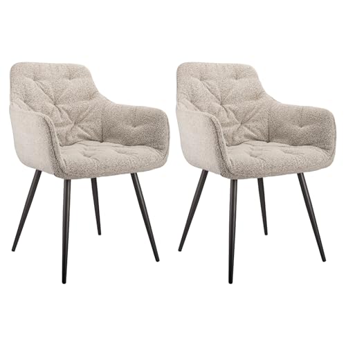 VSOGA Esszimmerstuhl Bouclé 2er-Set, Ergonomisch, Bequem und Stilvoll für Esszimmer, Büro und Lounge von VSOGA