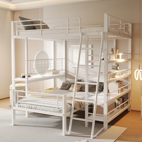 VSOGA Etagenbett Metallrahmen Hochbett 140 * 200, Multifunktionsbett mit Mehreren Ablagefächern, Weiß VSOGA Etagenbett Metallrahmen Hochbett 140 * 200, Multifunktionsbett mit Mehreren Ablagefächern, Weiß von VSOGA