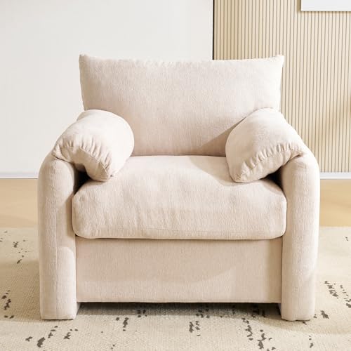 VSOGA Großer Sessel aus Chenille-Stoff, Einzelsofa mit modernem Design, bequemer Freizeitstuhl für Wohnzimmer/Schlafzimmer von VSOGA