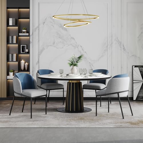 VSOGA Set of 4 modern Chairs with Angled Legs, Adjustable feet, ideal for Living Room, Open Office, Dining Room, Gray + Navy von VSOGA