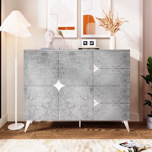 VSOGA Sideboard mit Schubladen – Moderne Kommode mit spezieller Paneelform & gemischten Farben von VSOGA