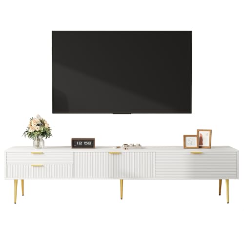 VSOGA Stilvoller TV-Schrank, lowboard. Mit Schubladen und Türen, Wohnzimmermöbel. Modernes Design. goldene Griffe und Beine. VSOGA Stilvoller TV-Schrank, lowboard. Mit Schubladen und Türen, Wohnzimmermöbel. Modernes Design. goldene Griffe und Beine. von VSOGA