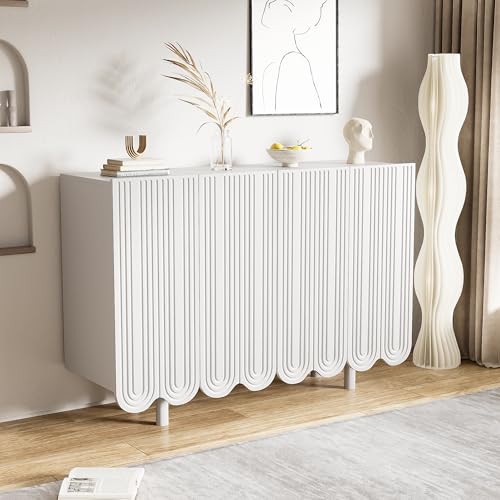 VSOGA Tropfenförmiges Sideboard mit geformten Türen und Soft-Close-Scharnieren, modernes Design für Wohnzimmer und Flur von VSOGA