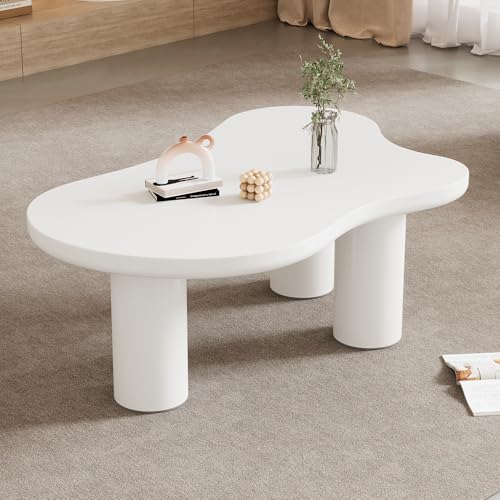 VSOGA Unregelmäßiger Couchtisch in Wolkenform, 107cm Länge, 66cm Breite, 40.5cm Höhe, MDF-Tischplatte und PVC-Beine, mit Filzunterlage VSOGA Unregelmäßiger Couchtisch in Wolkenform, 107cm Länge, 66cm Breite, 40.5cm Höhe, MDF-Tischplatte und PVC-Beine, mit Filzunterlage von VSOGA