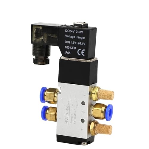 4V110-06 1/8 Bsp Luftmagnetventil 5-Wege-Anschluss 2-Position Gas Pneumatische Elektromagnetventile DC12V 24V 110 V220V Spulenspannung(Led Coil) von VSPPJYFG