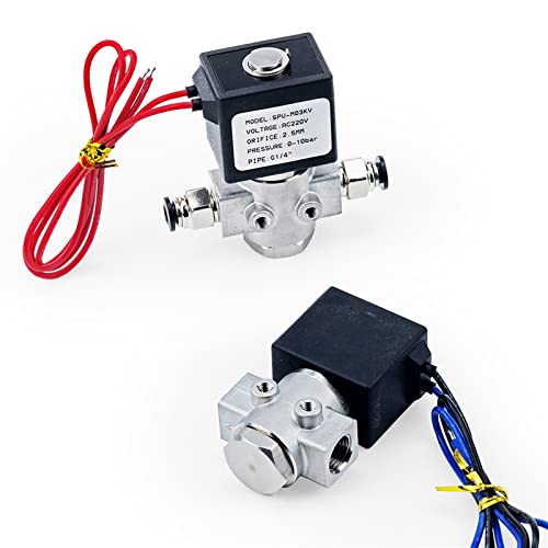 Normalerweise geöffnetes elektrisches Magnetventil aus Edelstahl 304 DN8 12 V/24 V/220 V/110 V mit FKM, 1 Stück(Type2 With Pc8mm,AC220V) von VSPPJYFG