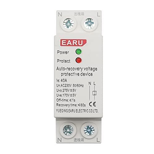 VSPPJYFG 10 Stück 1P+N 27 mm 40 A 63 A 230 V Din-Schiene Automatische Wiederherstellung Wiederverbindung Überspannungs- und Unterspannungsschutzgerät Schutzrelais(40A) von VSPPJYFG