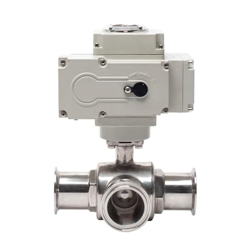 VSPPJYFG 63mm DREI-Weg hohe plattform elektrische kugelhahn Edelstahl Q911F-16P sanitär Karte hülse kugelhahn DC12V DC24V AC220V(L TYPE-220VAC) von VSPPJYFG