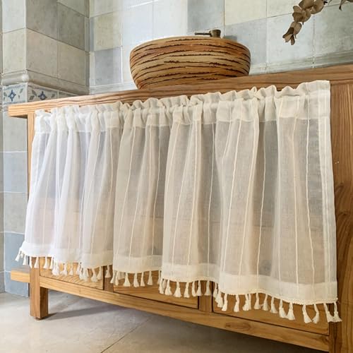 VSTQNXR Bistrogardine küche, küchengardinen landhausstil, scheibengardinen & kurzstores, Privatsphäre Fenstervorhang Deko Für Wohnzimmer Küchen, für Wohnzimmer Landhaus(W*H 100 * 30cm(39.4 * 11.8in)) von VSTQNXR