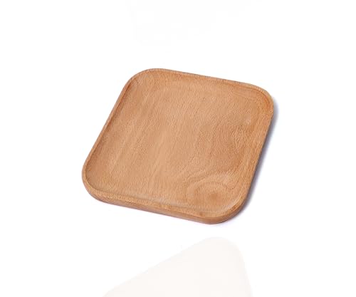 VSUINGO Kleines quadratisches Holztablett – 15 cm dekoratives Tablett für Couchtisch, Ottomane, Servieren von Lebensmitteln, Snacks oder als Tassen-Untersetzer – Snack-Tablett, Mini-Servierplatte von VSUINGO