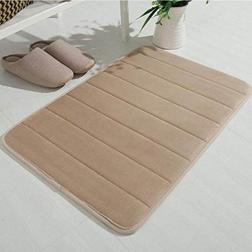 VSUSN Memory Foam Badteppich Anti Rutsch Badematte Absorbent Badvorleger Badezimmerteppich Badematten Duschmatten (Kamel, 50 x 90 cm) von VSUSN