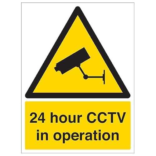 V Safety 24 Hour CCTV In Operation – Hochformat, 210 x 297 mm (A4), 3 mm reflektierendes Aluminiumverbund-Sicherheitsschild von VSafety