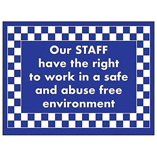V Safety DP043AR-RB Schild mit Aufschrift Staff Work in Safe and Abuse Free Environment 200 mm x 150 mm – 1 mm starrer Kunststoff, blau V Safety DP043AR-RB Schild mit Aufschrift Staff Work in Safe and Abuse Free Environment 200 mm x 150 mm – 1 mm starrer Kunststoff, blau von VSafety