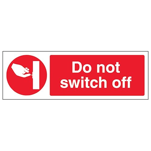 V Safety Do Not Switch Off – Querformat, 300 x 100 mm, selbstklebendes Vinyl – Sicherheitsschild in Aluminiumoptik von VSafety
