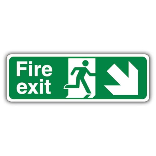V Safety Fire Exit Pfeil nach rechts Sicherheitsschild, 600 x 200 mm, RA2 reflektierend, 3 mm Aluminiumverbundstoff von VSafety