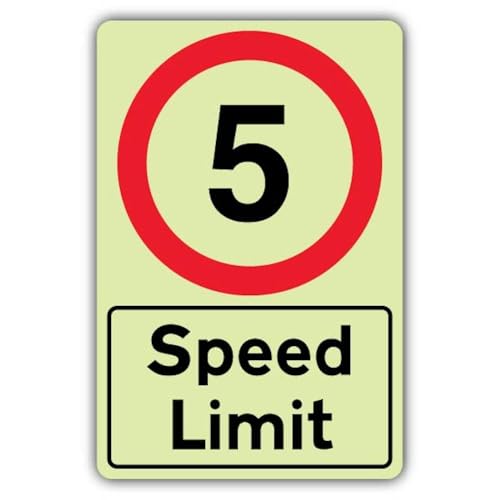 V Safety GloReflect Sicherheitsschild "Speed Limit - Speed Limit 5 MPH", 400 x 600 mm, 1,2 mm starrer Kunststoff, GloReflect von VSafety