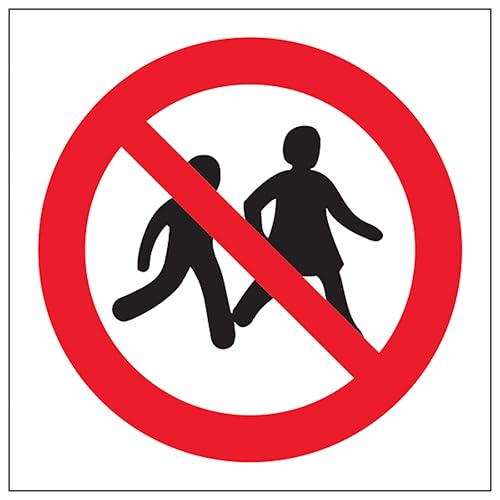 V Safety No Children Logo 100 x 100 mm – selbstklebendes Vinyl – Sicherheitsschild in Aluminiumoptik von VSafety
