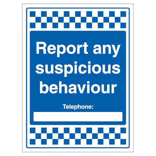 V Safety Report Any Suspicious Behaviour - Telephone Sicherheitsschild aus Aluminiumverbundstoff, 300 x 400 mm, 3 mm von VSafety