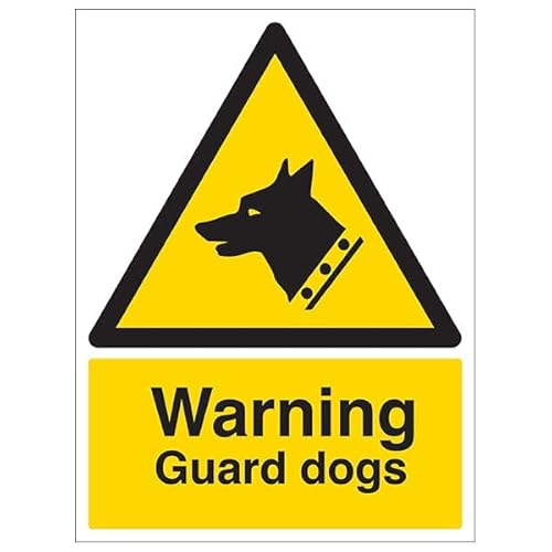 V Safety Security Notice Warnschild mit Aufschrift "Warning Guard Dogs", selbstklebendes Vinyl, Aluminiumeffekt, 150 x 200 mm von VSafety