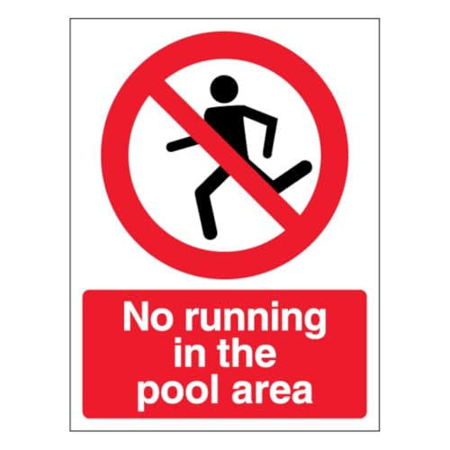 V Safety Sicherheitsschild "No Running In The Pool Area", Hochformat, 450 x 600 mm, 2 mm Hartplastikschild von VSafety