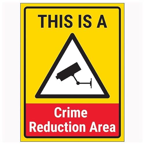 V Safety This Is A Crime Reduction Area 300 x 400 mm – selbstklebendes Vinyl – Sicherheitsschild in Aluminiumoptik von VSafety