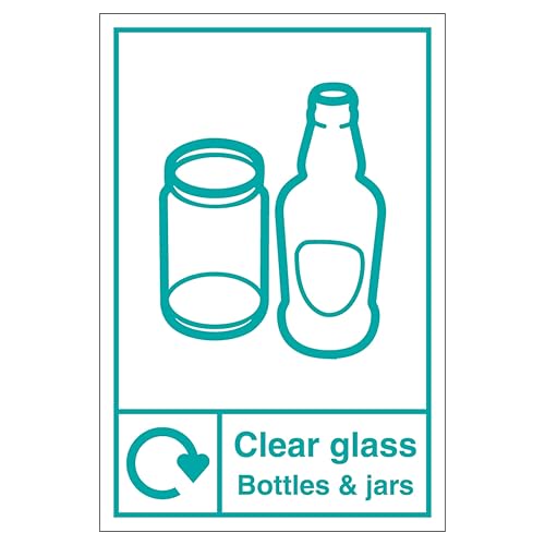 V Safety WRAP Sicherheitsschild aus transparentem Glas, Flaschen und Gläser Recycling, 210 x 297 mm (A4), 2 mm Hartplastik-Sicherheitsschild von VSafety