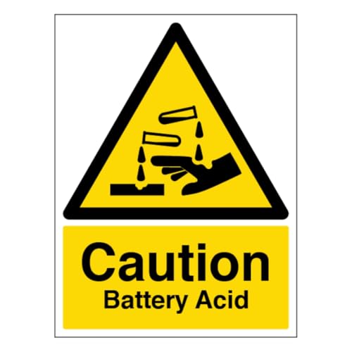 V Safety Warnschild "Caution Battery Acid", Hochformat, 200 x 300 mm, 3 mm, Aluminium-Verbundwerkstoff von VSafety