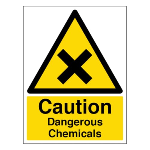 V Safety Warnschild "Caution Dangerous Chemicals" – Hochformat, 200 x 300 mm, 2 mm, superrobustes, starres Kunststoff-Sicherheitsschild von VSafety