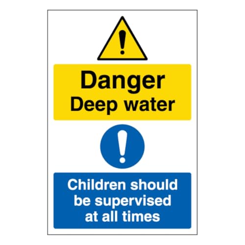 V Safety Warnschild "Danger Deep Water Children Should Be Supervised At All Times", Hochformat, 450 x 600 mm, selbstklebendes Vinyl-Sicherheitsschild V Safety Warnschild "Danger Deep Water Children Should Be Supervised At All Times", Hochformat, 450 x 600 mm, selbstklebendes Vinyl-Sicherheitsschild von VSafety