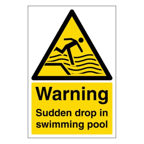 V Safety Warnschild "Sudden Drop In Swimming Pool", Hochformat, 450 x 600 mm, 3 mm Aluminiumverbund-Sicherheitsschild von VSafety