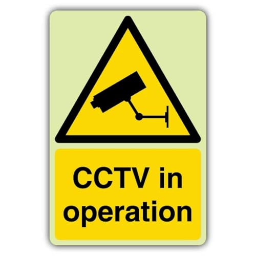 V Safety nachleuchtendes Hinweisschild "CCTV In Operation", 400 x 600 mm, 3 mm Aluminiumverbundstoff, Standardleuchtung von VSafety